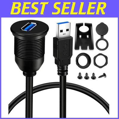 Flush Mount USB 3.0 Extension Cable 5 Pack - Waterproof for Motorcycles & Boats - Image 1 of 4