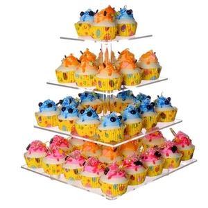 Cupcake Stand, 4 Tier Cupcake Stand for 50 Cupcakes, Square Tiered Cupcake To... - Picture 1 of 6