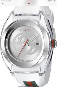 Gucci YA137102 Unisex Sync XXL Rubber Swiss Quartz Watch - White - Picture 1 of 8