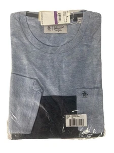 Original Penguin Men's Color Block T-Shirt in Faded Denim Blue, Size XXL - Picture 1 of 4