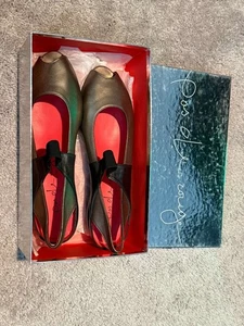 Pas de Rouge Slingback Ballet Flats Women's Size 40 Bronze Leather Made in Italy - Picture 1 of 7