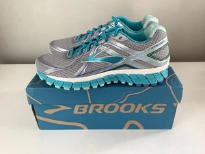 NEW Brooks Adrenaline GTS 16 Women's Running Shoes - Gray/Aqua/Purple - Sz 8.5 - Picture 1 of 7