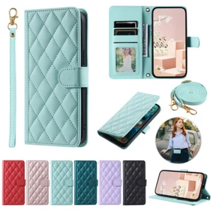 For Huawei P30 P40 Lite/P50 Pro Lanyard Leather Wallet Case Card Slim Flip Cover - Picture 1 of 42