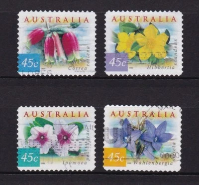 AUSTRALIA 1999 COASTAL FLOWERS (SELF ADHESIVE) COMP. SET OF 4 STAMPS FINE USED - Image 1 of 4