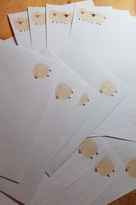 Cuddly sheep  letter writing paper set with matching envelopes 6+6+4 - Picture 1 of 5