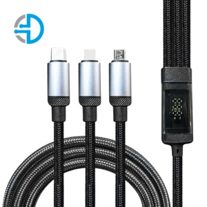3 in 1 PD 27W 120W Cable Fast Charging Data Cable with Smart Digital Display - Picture 1 of 10