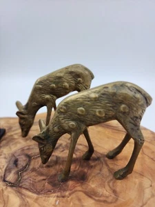 Pair of Vintage MCM Solid Brass Doe a Deer Figurines with Patina - Bild 1 von 4