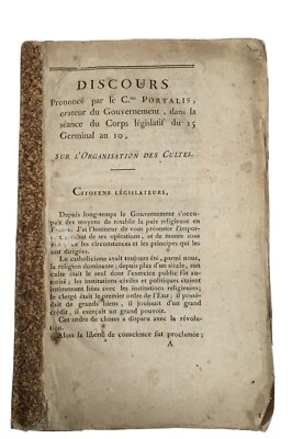PORTALIS - Sur l'Organisation des Cultes. - 1801 - Photo 1/4