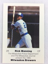 1985 Milwaukee Brewers Police Baseball Card #28-Rick Manning