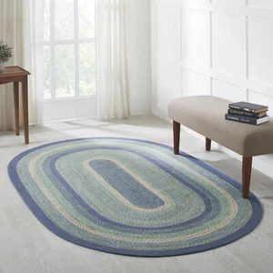 Farmhouse 60"x96" Area Rug Blue Jolie Textured Jute Pad Floor Decor VHC Brands - Picture 1 of 8