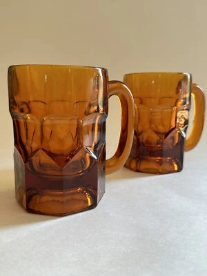 Tazas de vidrio de cerveza Indiana Glass vintage de raíz ámbar - Juego de 2 panal de 10 oz Foto 1 de 4