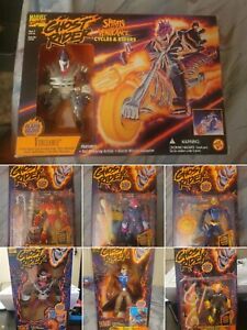 TOY BIZ GHOST RIDER COLLECTION Blaze, Vengeance & Cycle, Flame Glow 4 Pack