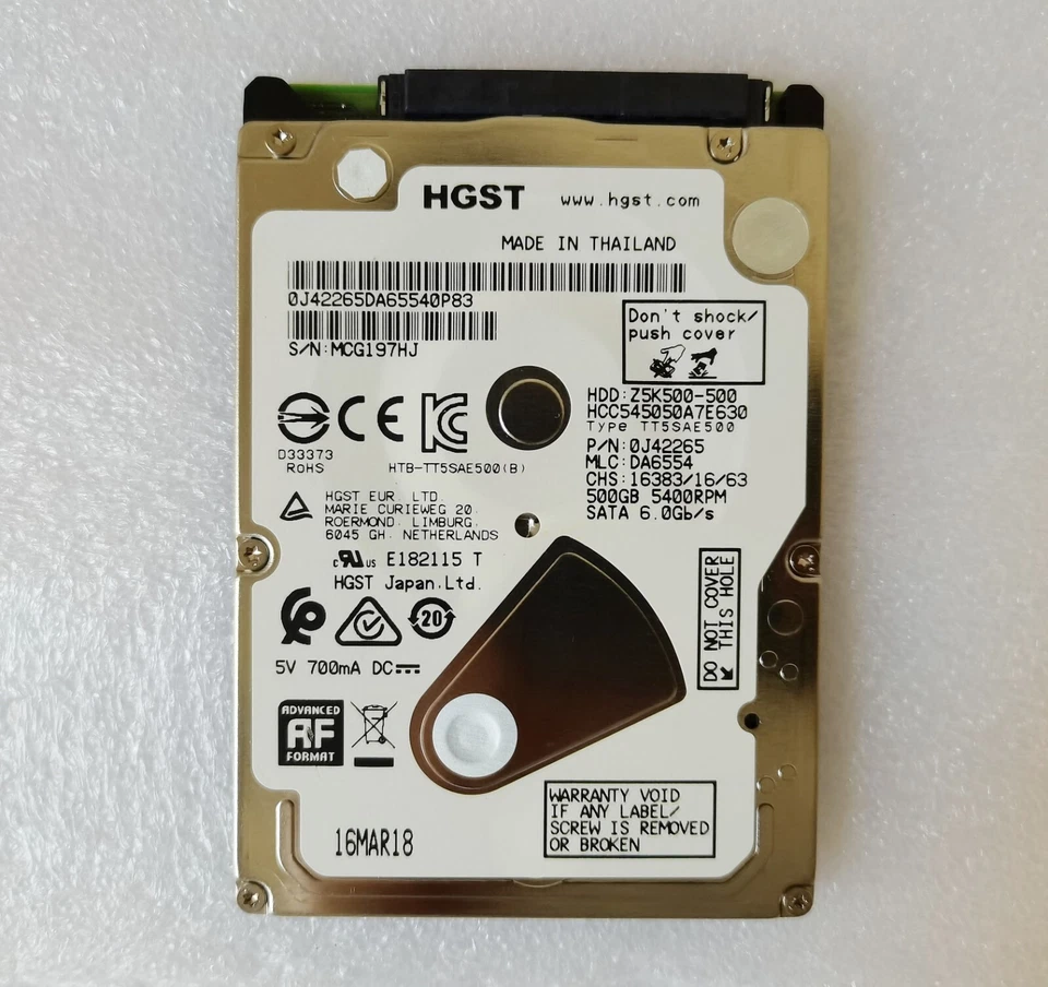 HGST 500GB HCC545050A7E630 5400RPM SATA 600 Mbps 2.5" Laptop HDD Hard Disk Drive - Image 1 of 3