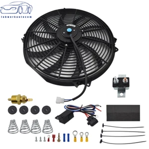 16" Inch Electric Radiator Fan High 3000 Cfm Thermostat Wiring Switch Relay Kit - Picture 1 of 9