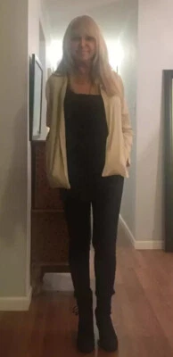 Chaqueta Plumero Eileen Fisher Crema Tono Hueso Bolsillos Abiertos Repujado Seda Talla S Foto 1 de 4