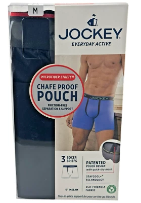 Boxer elástico de microfibra con entrepierna de 6" a prueba de rozaduras de jockey mediano para hombre paquete de 3 Foto 1 de 4