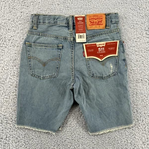 Levi’s 511 Boys Shorts Size 12 Reg/W26 Blue Slim Fit Distressed Cotton Denim - Picture 1 of 7