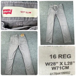 Levi's 511 Jeans Boys 16 Reg 28x28 Medium Wash Gray Denim Straight Leg - Picture 1 of 11
