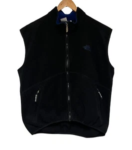 The North Face Vtg Men's Sz Large Full Zip Vest Jacket Black/Blue Fleece USA euc - Picture 1 of 5