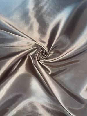 1 METER ANTIQUE GOLD PLAIN SMOOTH TAFFETA BRIDAL/CURTAIN FABRIC 58” WIDE - Image 1 of 2