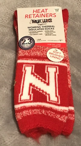 Nebraska Cornhuskers Womens Thermal Insulated Socks Muk Luks 6-11 Heat Retainers Cover