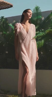 Light  Pink Textured  Linen Cotton Blended Fabric By 2 Meters. - Image 1 of 4