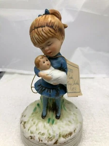 Vintage Gorham Musical Moppets 1973 Fran Mar Girl Holding Baby Rock Bye Baby - Picture 1 of 7