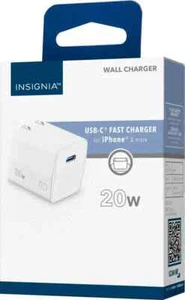 Cargador rápido Insignia 20W USB-C para teléfonos inteligentes - blanco, entrada de alimentación (100–240 V) - Imagen 1 de 8