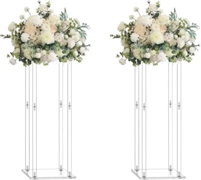 Set Colonna Tavolino Trasparente Per Fiori Centrotavola Esposizione Festa 60x20 - Immagine 1 di 4