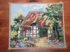 Vintage Tapestry / Cross Stitch Needlework Picture - Country Garden
