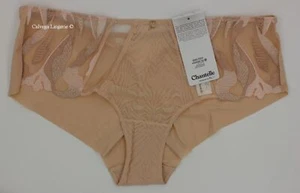 "Nuevo con etiquetas Chantelle 19J4 ""Montaigne"" microfibra con pantalones cortos de encaje, beige (0C9) - Imagen 1 de 5