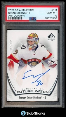 2021 SP AUTHENTIC #111 SPENCER KNIGHT FUTURE WATCH AUTO ROOKIE RC /999 PSA 10 - Image 1 of 4