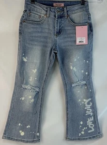 Juicy Couture Kids Mid Rise Cropped Kick Flare Jean Girls 8 Light Wash Denim - Picture 1 of 9