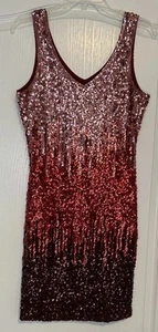 Maner Dress Women’s Size Medium Red Ombre Sequin Sleeveless Cocktail Mini NEW - Picture 1 of 13