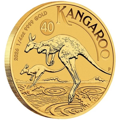 Goldmünze 1/4 oz Känguru 40 Jahre 2026 Australien Nugget Gold Münze Perth Mint - Bild 1 von 3
