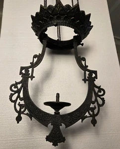 Antiguo candelabro colgante victoriano de hierro fundido - Falta percha de techo - Imagen 1 de 22