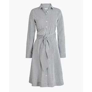 J. Camisero Crew Rayas Popelina Para Mujer’s 0 Corbata Cintura Cuello Profesional - Imagen 1 de 11
