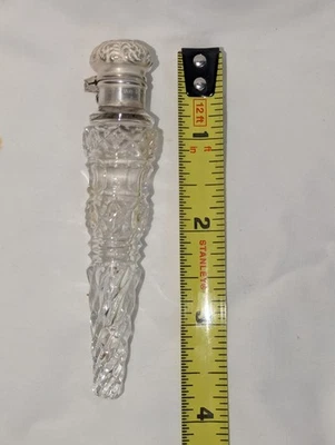 Antique Unger Bros Repousse Top Sterling Silver & Cut Crystal Perfume Bottle - Image 1 of 4