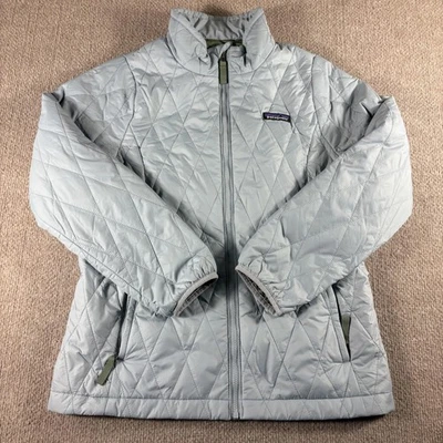 Patagonia Jacket Youth Large 12 Gray Diamond Quilted Insulated Full Zip Puffer - Image 1 of 4