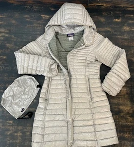 EUC! Patagonia Women's Lightweight Fiona Down Parka Jacket Hooded Small Gray - Picture 1 of 14