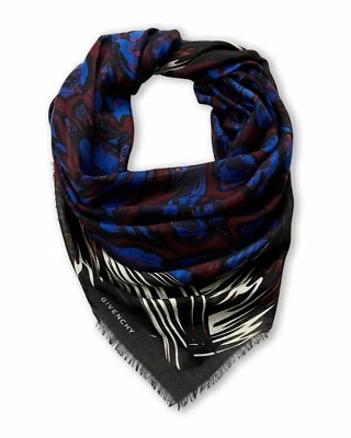 $500 Nuevo GIVENCHY ABSTRACTO Estampado CACHEMIRA Y SEDA OVERSIZE Bufanda Mantón Envoltura Foto 1 de 4
