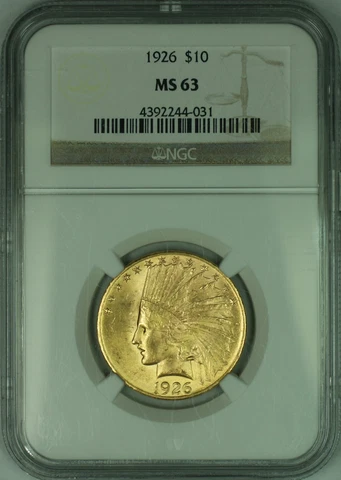 1926 Indian $10 Eagle Gold Coin NGC MS 63 Cover