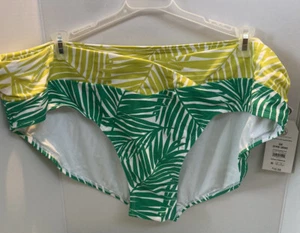 NEW Time and Tru 3X Bikini Swim Bottom Plus Size Green Leaves - Picture 1 of 7