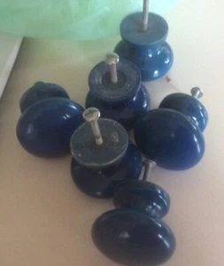 Set 6 Vintageshiny Finish Blue Door / Cupboard Knobs -45 Cms Diam - Picture 1 of 4