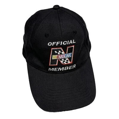 Vintage 90s NASCAR Racing Hat Cap Strapback Black Logo Motorsports VIP Member - Image 1 of 4