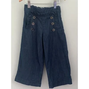 Girl's Janie Jack Wide Leg Denim Pants Jeans Sailor Front Ruffles Paris Chic 4 - Picture 1 of 5