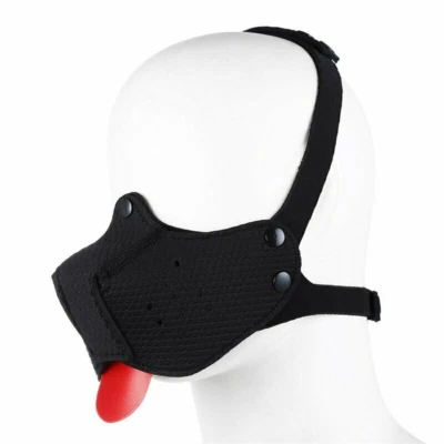 Play Dog Mask Hood Half Face Muzzle Mask Tongue Dog Roleplay Masquerade - Image 1 of 4