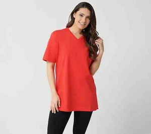 Denim & Co. Essentials Short Sleeve Oversized V-neck T-shirt A211539 - Picture 1 of 7