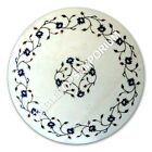 18" White Marble Coffee Round Table Top Lapis Marquetry Inlay Garden Decor E1058