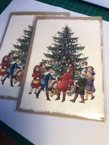 Christmas greeting cards postcards printed on vintage handmade paper - Picture 1 of 6